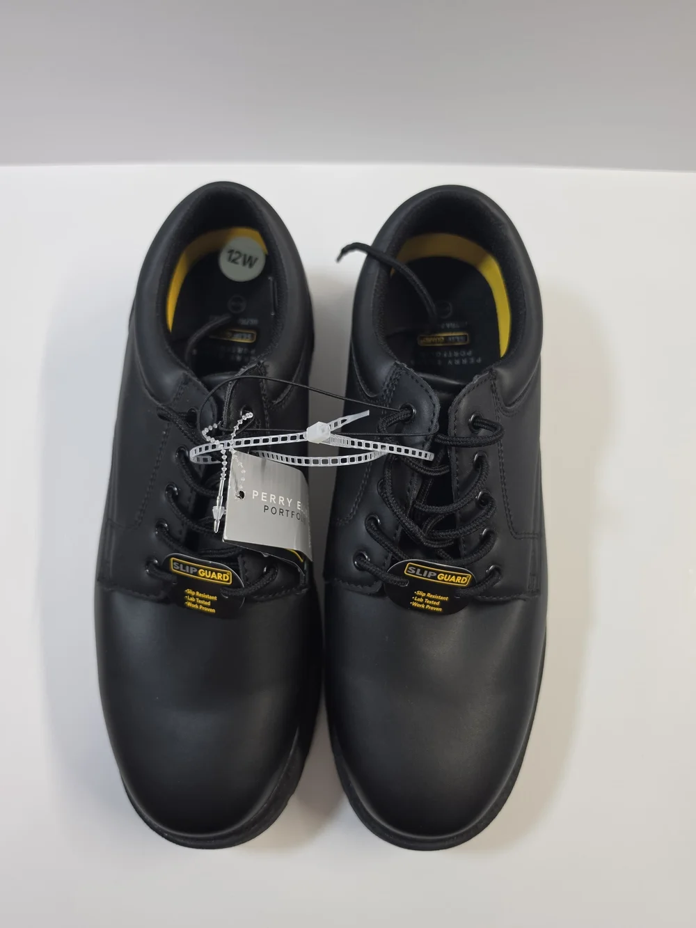 Perry Ellis Portfolio Men’s Slip Resistant Work Shoes Black Size 12 Wide NWT
